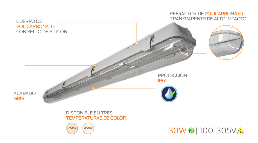 Gamma LED 1200 S Transparente Fijo MAGG masluz